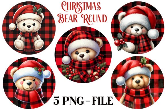 Bear Christmas Round Clipart Review for Crafters and Illustrations