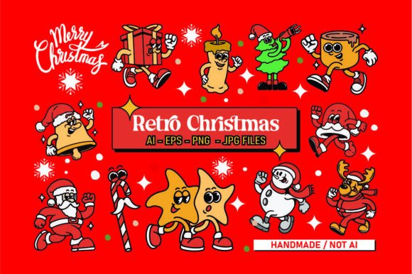 BUNDLE of CARTOON CHRISTMAS Illustrations Review