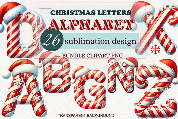 Candy Cane Christmas Alphabet Clipart Review