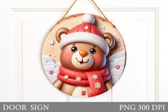 Christmas Bear Door Sign Sublimation in Illustrations