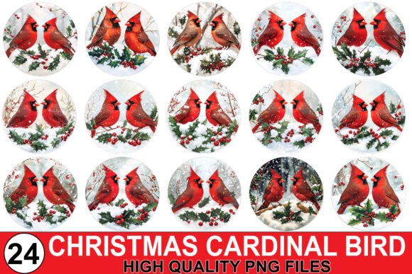 Christmas Cardinal Bird Ornament Bundle: Illustrations for Brand Design