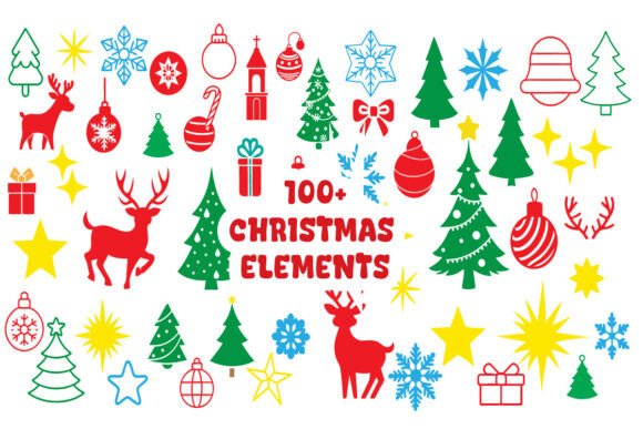 Christmas Elements Flat Illustration Review for Modern Blog Design