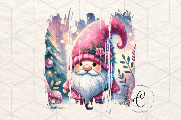 Christmas Gnome Brush Stroke Png Graphic in Illustrations
