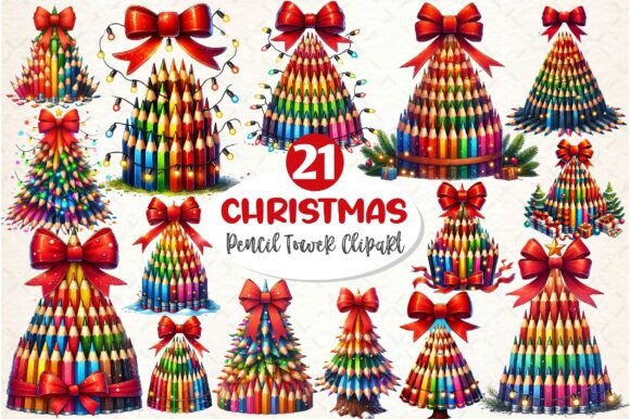 Christmas Pencil Tower Clipart PNG: A Designer’s Review for Illustrations