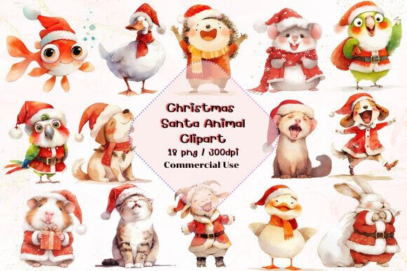 Christmas Santa Animal Clipart: A Review for Illustrations and Blog Graphics