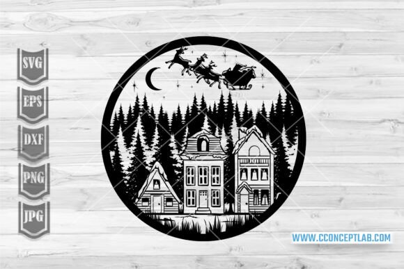Christmas Village Scene: Seasonal Illustrations for Content