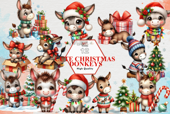 Cute Christmas Donkeys Clipart PNG: A Crafter’s Review of Holiday Illustrations
