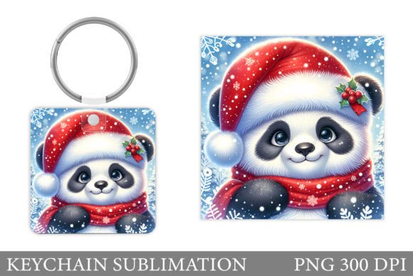 Cute Panda Keychain. Christmas Keychain