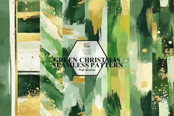 Green Christmas Seamless Pattern Clipart for Illustrations