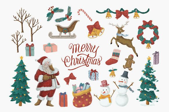Merry Christmas Watercolor Clipart PNG: A Designer’s Review for Illustrations