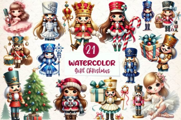 Nutcracker Girl Christmas Clipart for Illustrations