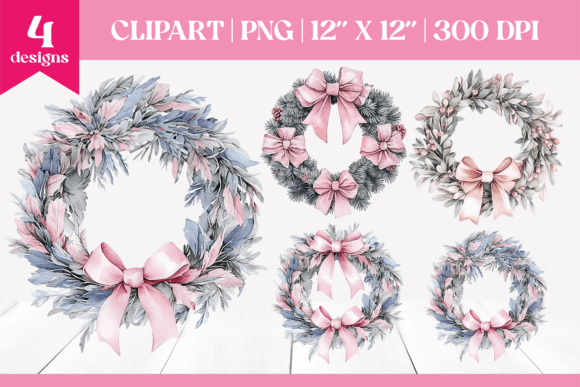 Pink Bow Watercolor Christmas Wreath PNG: A Crafter’s Review of This Illustrations Asset