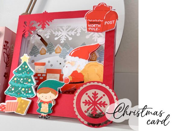 Shadow Box Christmas Card SVG PNG File for Illustrations