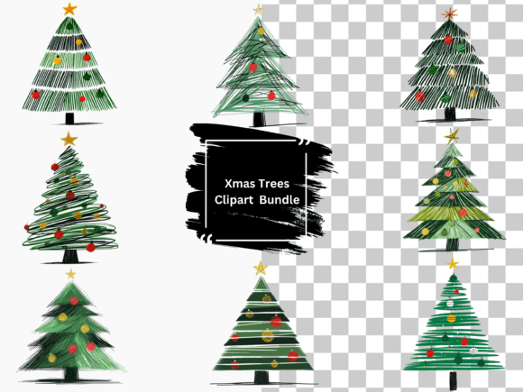 Whimsical Line Art Christmas Tree Illustrations Review